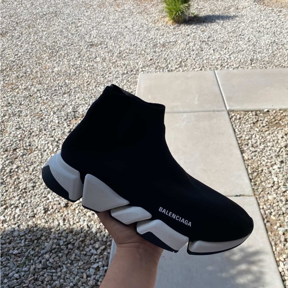 Balenciaga Men's Black Knit Sneakers